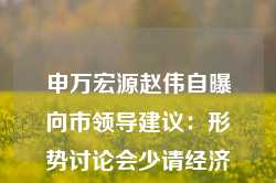 申万宏源赵伟自曝向市领导建议：形势讨论会少请经济学家，多请产业界代表