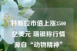 特斯拉市值上涨3500亿美元 瑞银称行情源自“动物精神”而非基本面