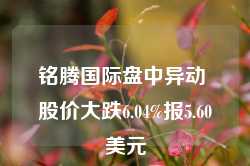 铭腾国际盘中异动 股价大跌6.04%报5.60美元