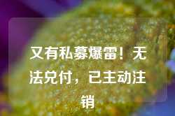 又有私募爆雷！无法兑付，已主动注销