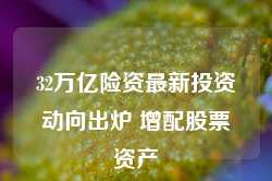 32万亿险资最新投资动向出炉 增配股票资产