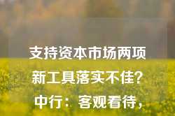 支持资本市场两项新工具落实不佳？中行：客观看待，稳定器功能是本质