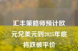 汇丰策略师预计欧元兑美元到2025年底将跌破平价